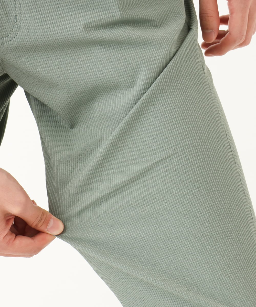 MKLHC01090 MK MICHEL KLEIN HOMME(MKミッシェルクランオム) 【洗える / 快適清涼素材】サマーサッカーストライプパンツ カーキ