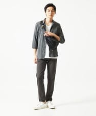 MKLHC01090 MK MICHEL KLEIN HOMME(MKミッシェルクランオム) 【洗える / 快適清涼素材】サマーサッカーストライプパンツ ダークグレー
