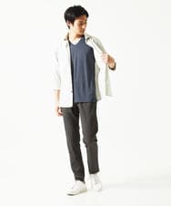 MKLHC01090 MK MICHEL KLEIN HOMME(MKミッシェルクランオム) 【洗える / 快適清涼素材】サマーサッカーストライプパンツ ダークグレー