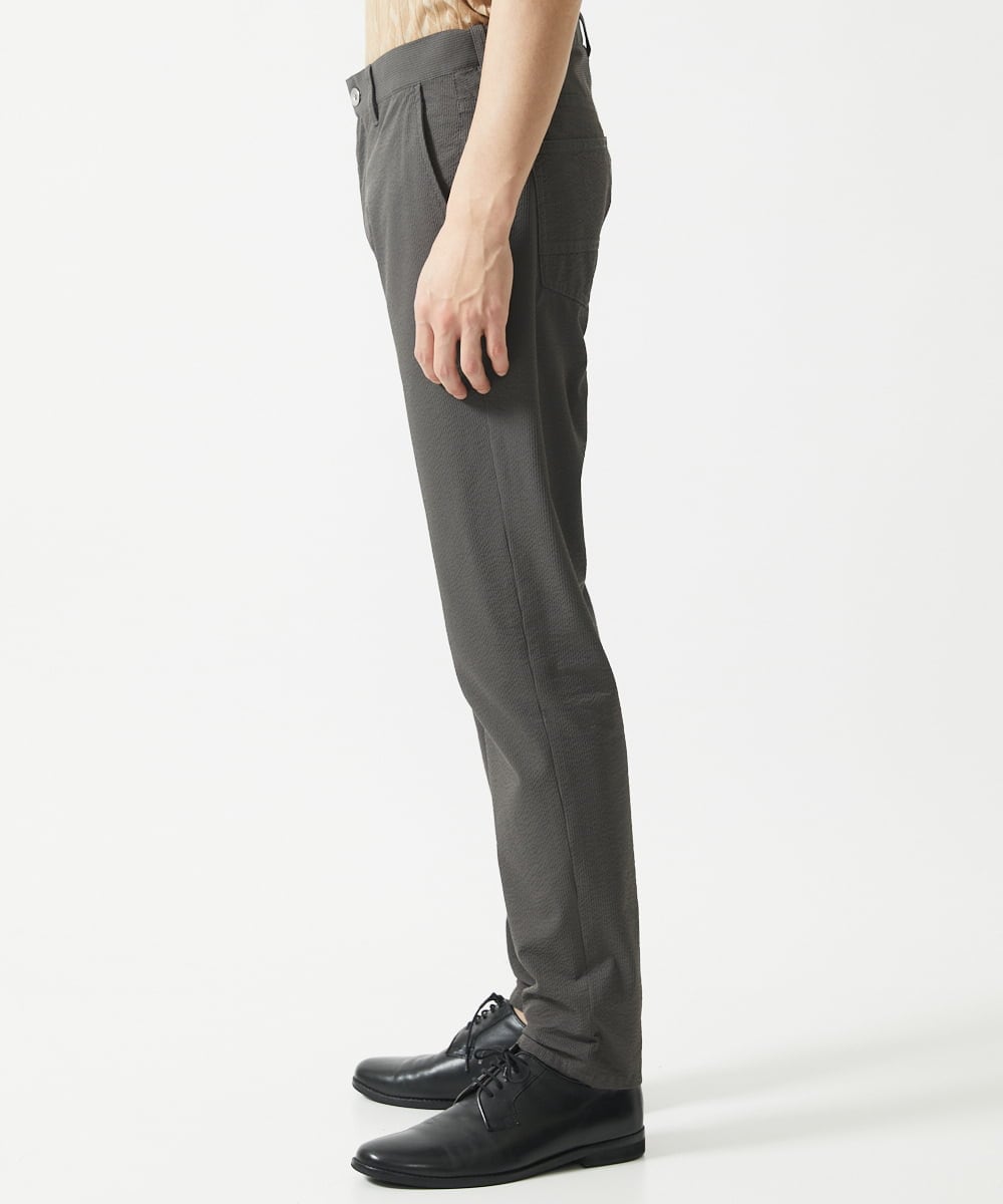 MKLHC01090 MK MICHEL KLEIN HOMME(MKミッシェルクランオム) 【洗える / 快適清涼素材】サマーサッカーストライプパンツ ダークグレー