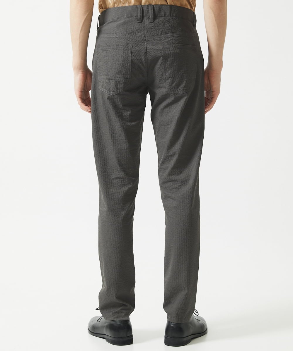 MKLHC01090 MK MICHEL KLEIN HOMME(MKミッシェルクランオム) 【洗える / 快適清涼素材】サマーサッカーストライプパンツ ダークグレー
