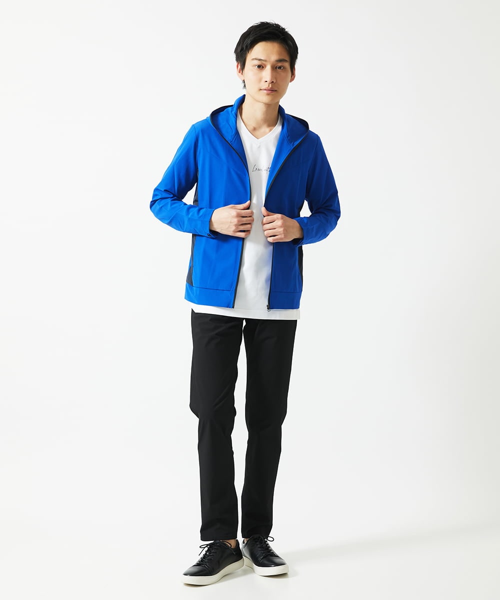 MKLHC01090 MK MICHEL KLEIN HOMME(MKミッシェルクランオム) 【洗える / 快適清涼素材】サマーサッカーストライプパンツ ブラック