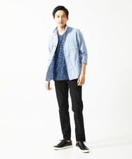 MKLHC01090 MK MICHEL KLEIN HOMME(MKミッシェルクランオム) 【洗える / 快適清涼素材】サマーサッカーストライプパンツ ブラック