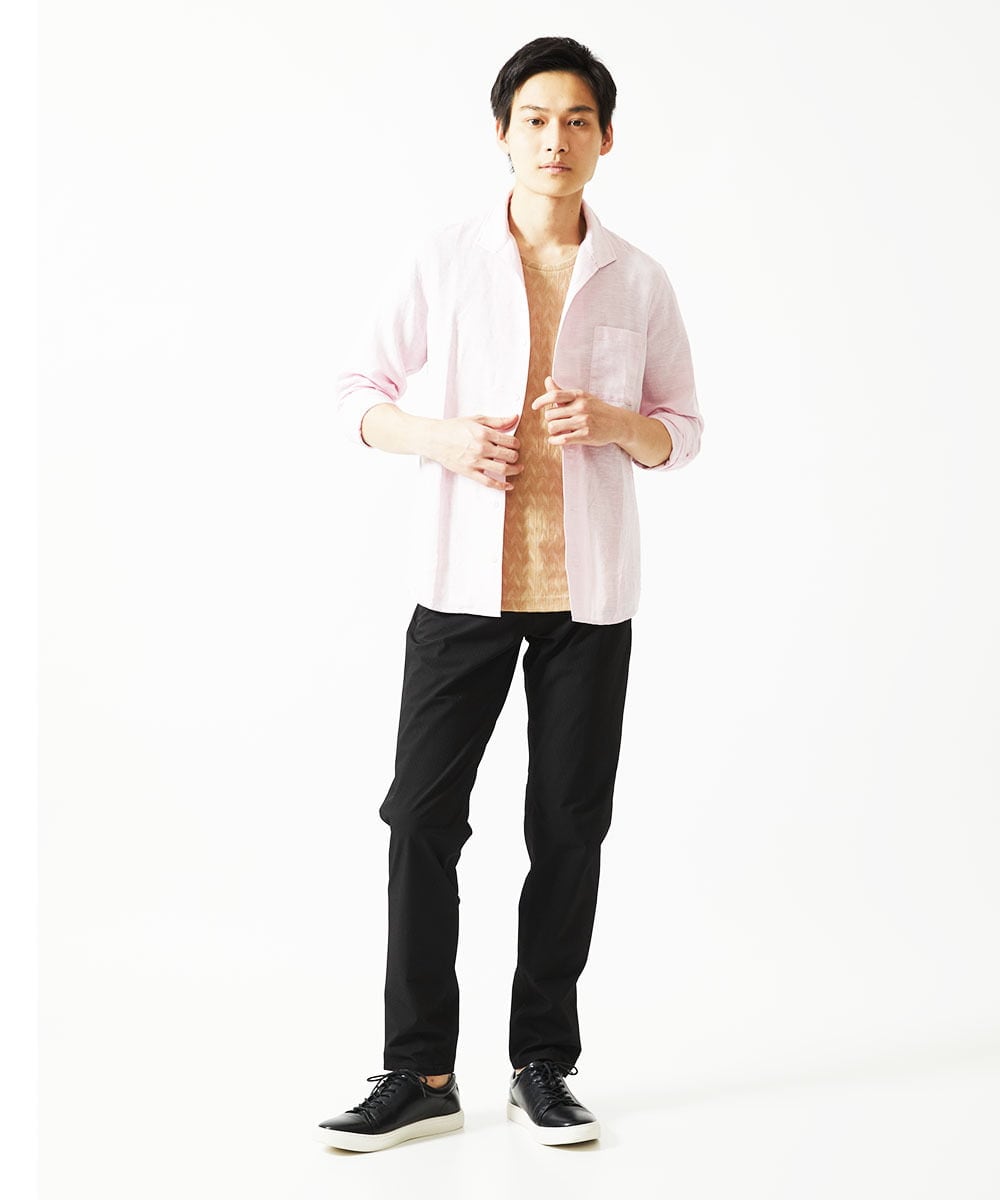 MKLHC01090 MK MICHEL KLEIN HOMME(MKミッシェルクランオム) 【洗える / 快適清涼素材】サマーサッカーストライプパンツ ブラック