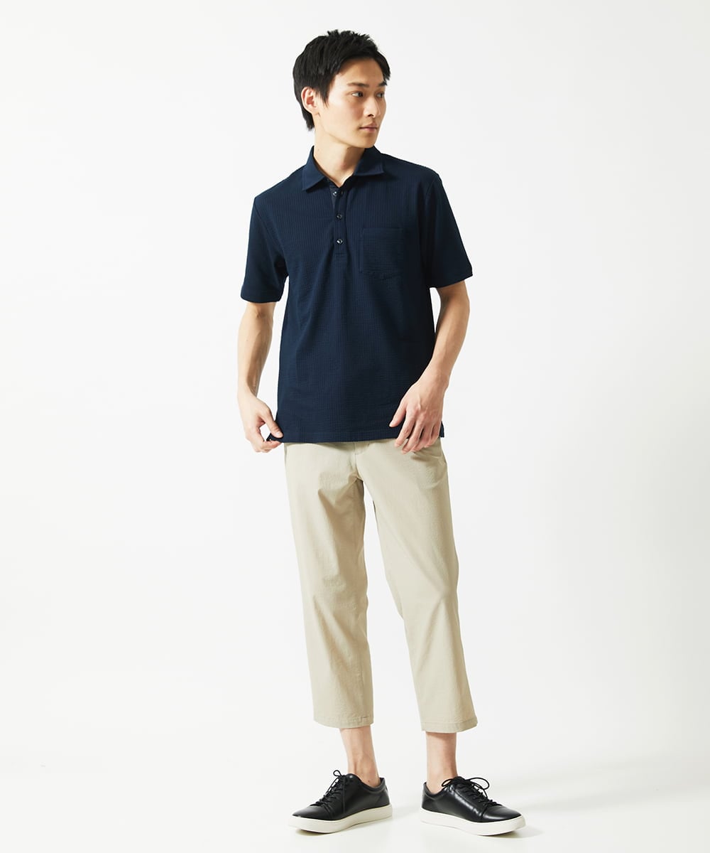 MKLHC08090 MK MICHEL KLEIN HOMME(MKミッシェルクランオム) クロップドパンツ / サマーサッカーストライプストレッチ アイボリー
