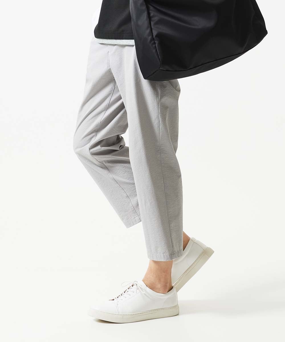 MKLHC08090 MK MICHEL KLEIN HOMME(MKミッシェルクランオム) 【洗える / 快適清涼素材】サッカーストライプ クロップドパンツ グレー
