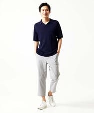 MKLHC08090 MK MICHEL KLEIN HOMME(MKミッシェルクランオム) 【洗える / 快適清涼素材】サッカーストライプ クロップドパンツ グレー