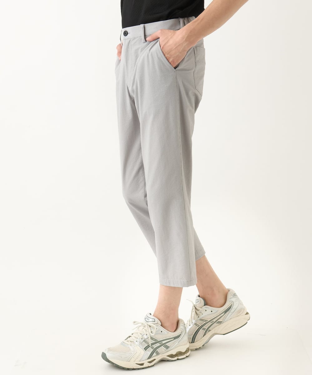 MKLHC08090 MK MICHEL KLEIN HOMME(MKミッシェルクランオム) クロップドパンツ / サマーサッカーストライプストレッチ グレー
