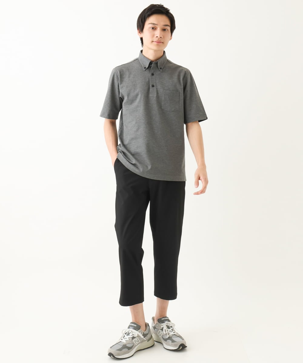 MKLHC08090 MK MICHEL KLEIN HOMME(MKミッシェルクランオム) クロップドパンツ / サマーサッカーストライプストレッチ ブラック