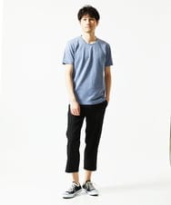 MKLHC08090 MK MICHEL KLEIN HOMME(MKミッシェルクランオム) 【洗える / 快適清涼素材】サマーサッカーストライプ クロップドパンツ ブラック