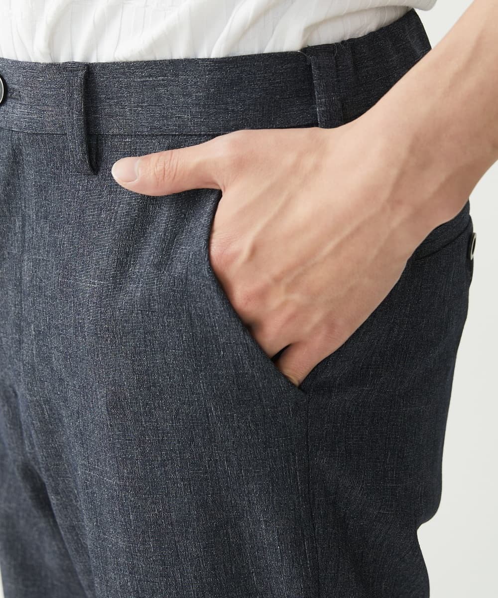MKLHV67120 MK MICHEL KLEIN HOMME(MKミッシェルクランオム) 【大きいサイズあり】シャドーブロックチェックパンツ ネイビー
