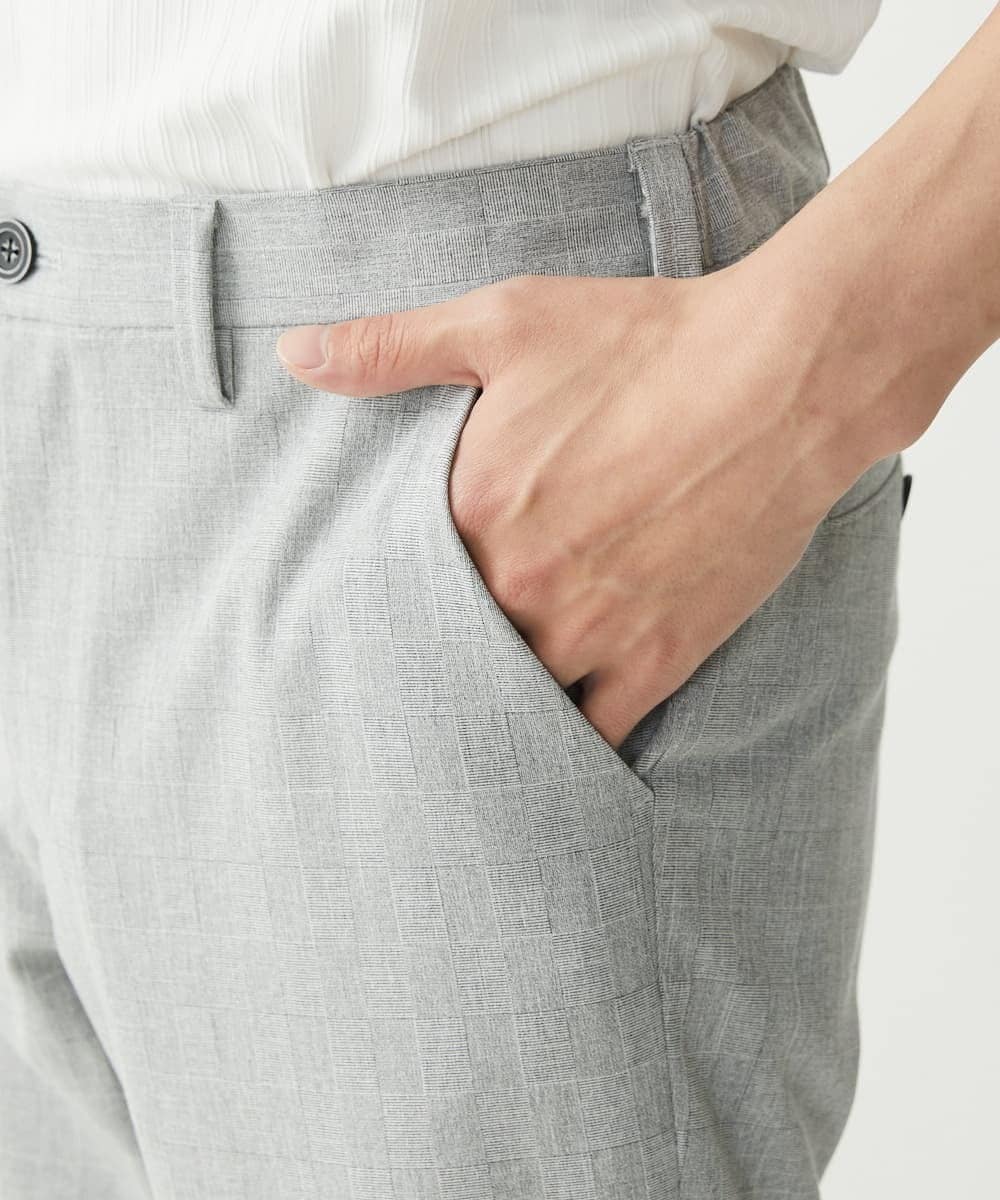 MKLHV67120 MK MICHEL KLEIN HOMME(MKミッシェルクランオム) 【大きいサイズあり】シャドーブロックチェックパンツ ライトグレー