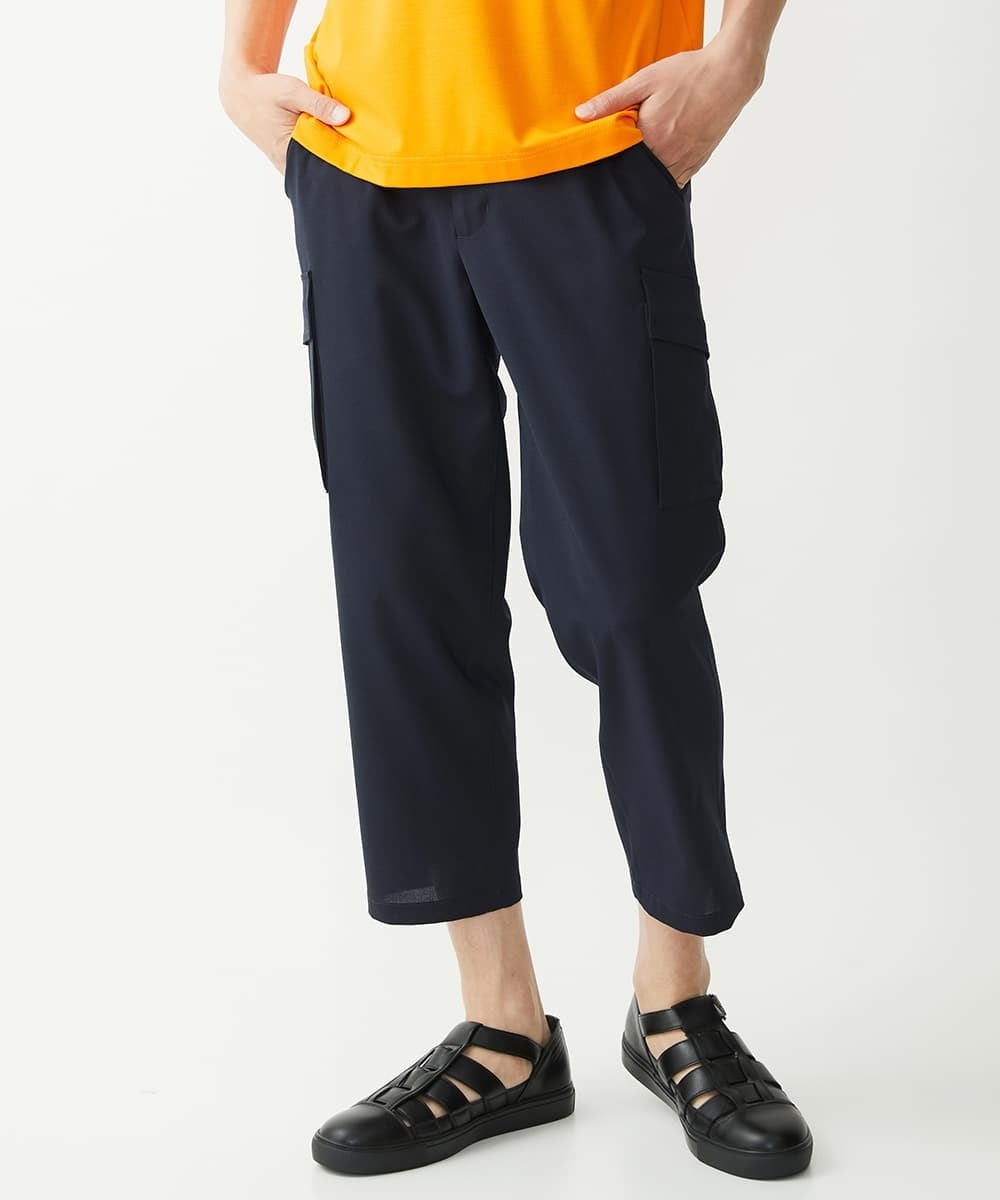 MKLHX42130 MK MICHEL KLEIN HOMME(MKミッシェルクランオム) 【清涼素材】クロップドカーゴパンツ / シャリポリストレッチ  ネイビー