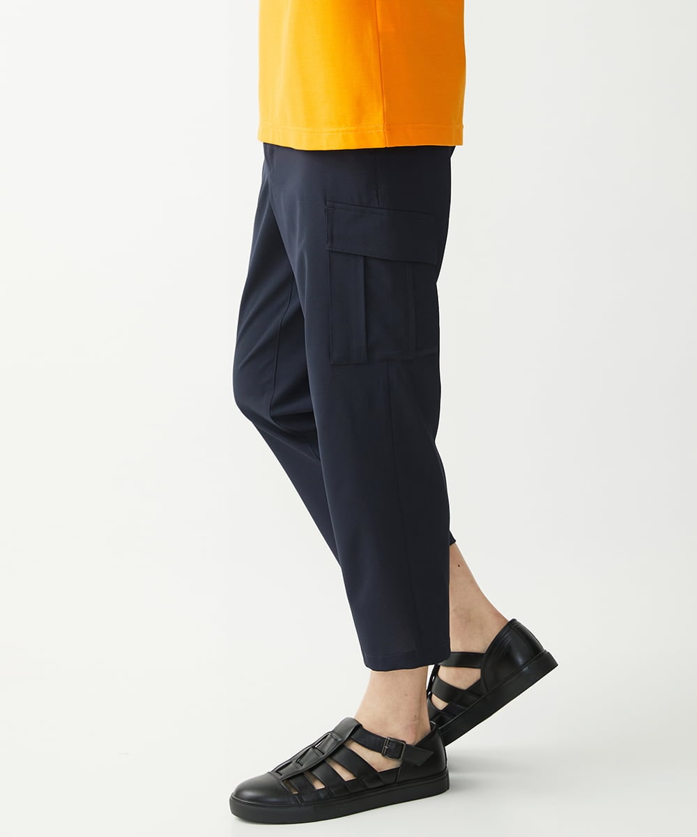 MKLHX42130 MK MICHEL KLEIN HOMME(MKミッシェルクランオム) 【清涼素材】クロップドカーゴパンツ / シャリポリストレッチ  ネイビー