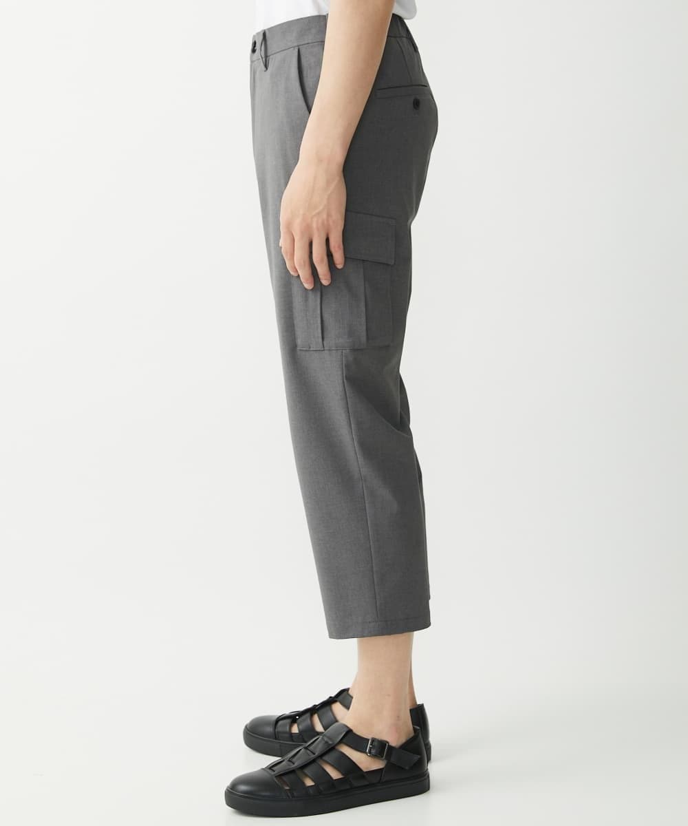 MKLHX42130 MK MICHEL KLEIN HOMME(MKミッシェルクランオム) 【清涼素材】クロップドカーゴパンツ / シャリポリストレッチ  グレー