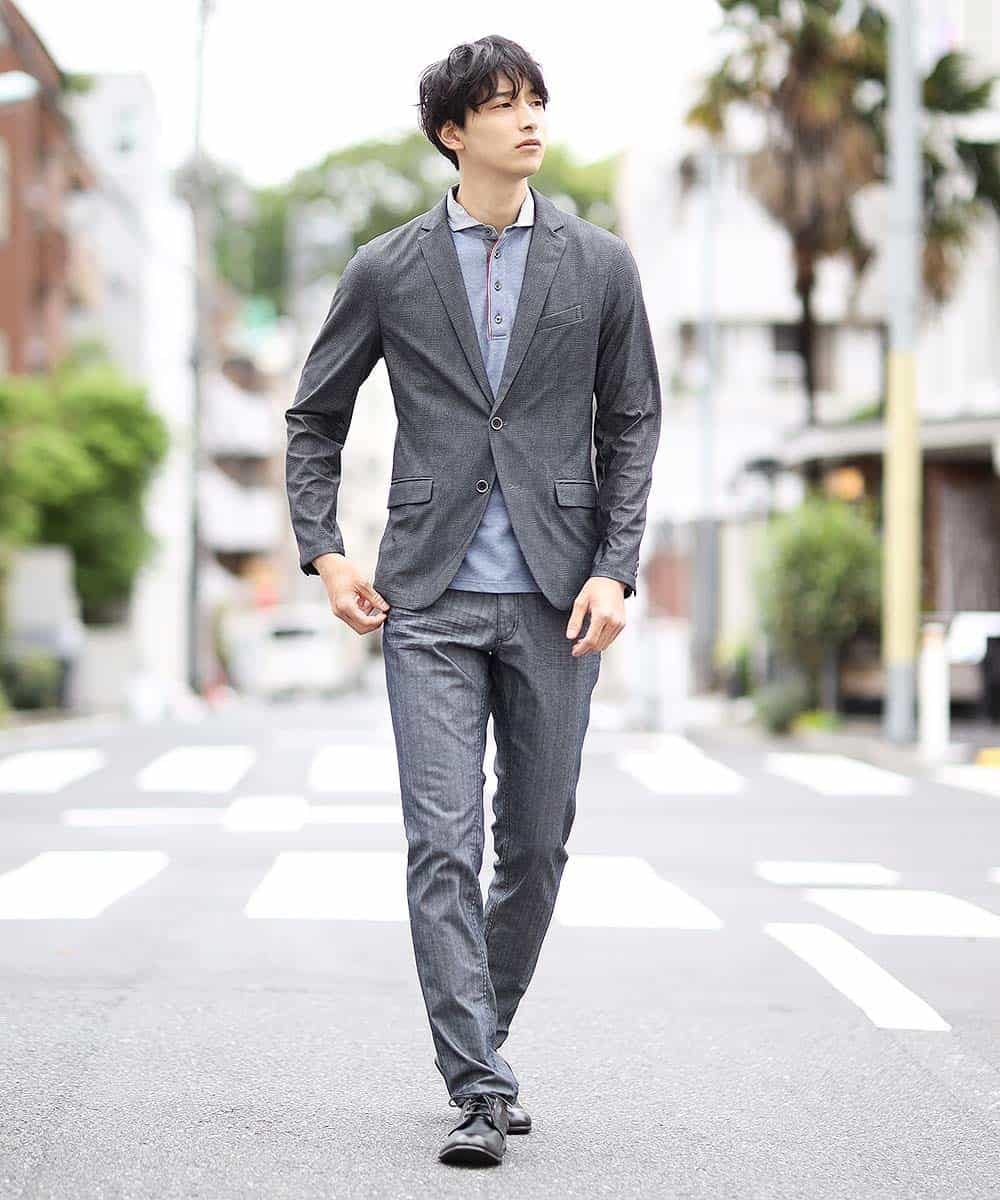 MKLJL10110 MK MICHEL KLEIN HOMME(MKミッシェルクランオム) パンツ／へリンボンストレッチ ネイビー