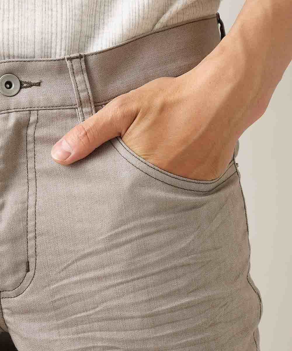 MKLJL10110 MK MICHEL KLEIN HOMME(MKミッシェルクランオム) パンツ／へリンボンストレッチ ベージュ