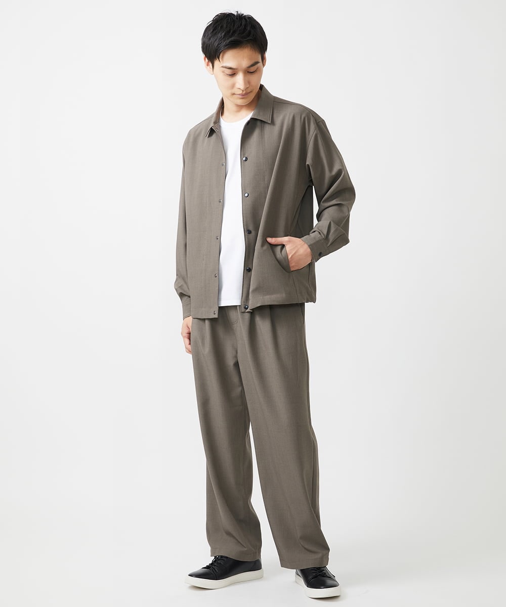 MKLJX14110 MK MICHEL KLEIN HOMME(MKミッシェルクランオム) 【シワになりにくい/セットアップ対応】イージーパンツ/HYPE-TRストレッチ ブラウン
