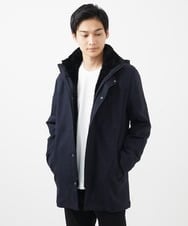 MKUAC11318 MK MICHEL KLEIN HOMME(MKミッシェルクランオム) 【再入荷/在庫限り!/秋冬春兼用/ボア付きライナー】フードスタンドコート / TEC EASY JERSY ネイビー