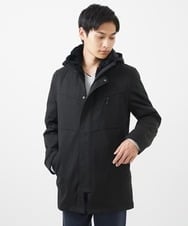 MKUAC11318 MK MICHEL KLEIN HOMME(MKミッシェルクランオム) 【再入荷/在庫限り!/秋冬春兼用/ボア付きライナー】フードスタンドコート / TEC EASY JERSY ネイビー