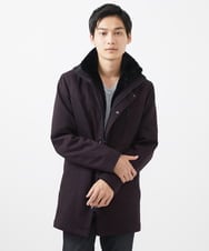 MKUAC11318 MK MICHEL KLEIN HOMME(MKミッシェルクランオム) 【再入荷/在庫限り!/秋冬春兼用/ボア付きライナー】フードスタンドコート / TEC EASY JERSY ネイビー