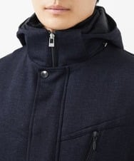 MKUAC11318 MK MICHEL KLEIN HOMME(MKミッシェルクランオム) 【再入荷/在庫限り!/秋冬春兼用/ボア付きライナー】フードスタンドコート / TEC EASY JERSY ネイビー