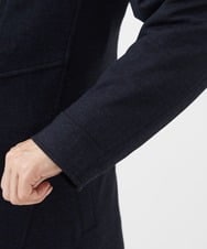 MKUAC11318 MK MICHEL KLEIN HOMME(MKミッシェルクランオム) 【再入荷/在庫限り!/秋冬春兼用/ボア付きライナー】フードスタンドコート / TEC EASY JERSY ネイビー