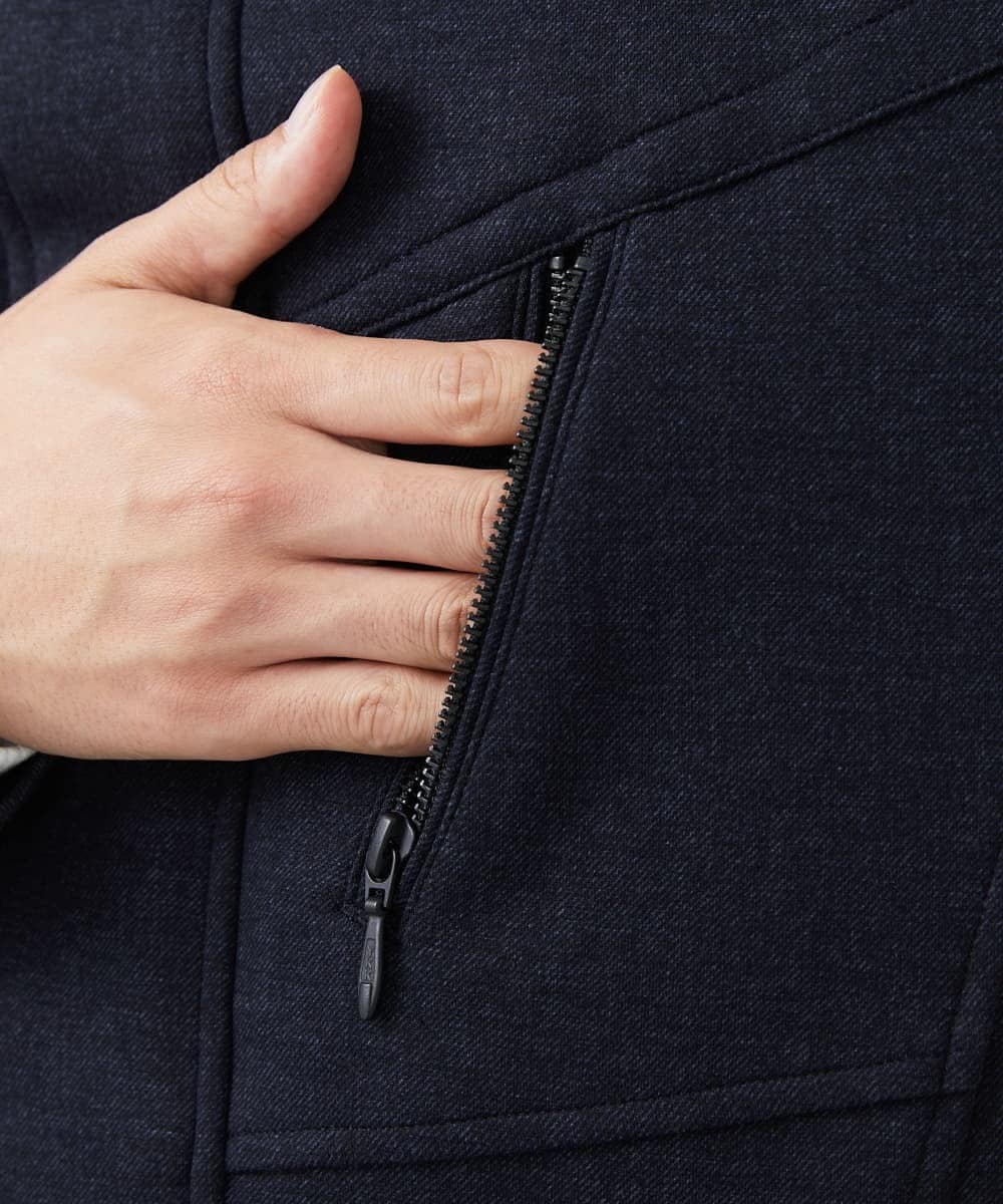 MKUAC11318 MK MICHEL KLEIN HOMME(MKミッシェルクランオム) 【再入荷/在庫限り!/秋冬春兼用/ボア付きライナー】フードスタンドコート / TEC EASY JERSY ネイビー