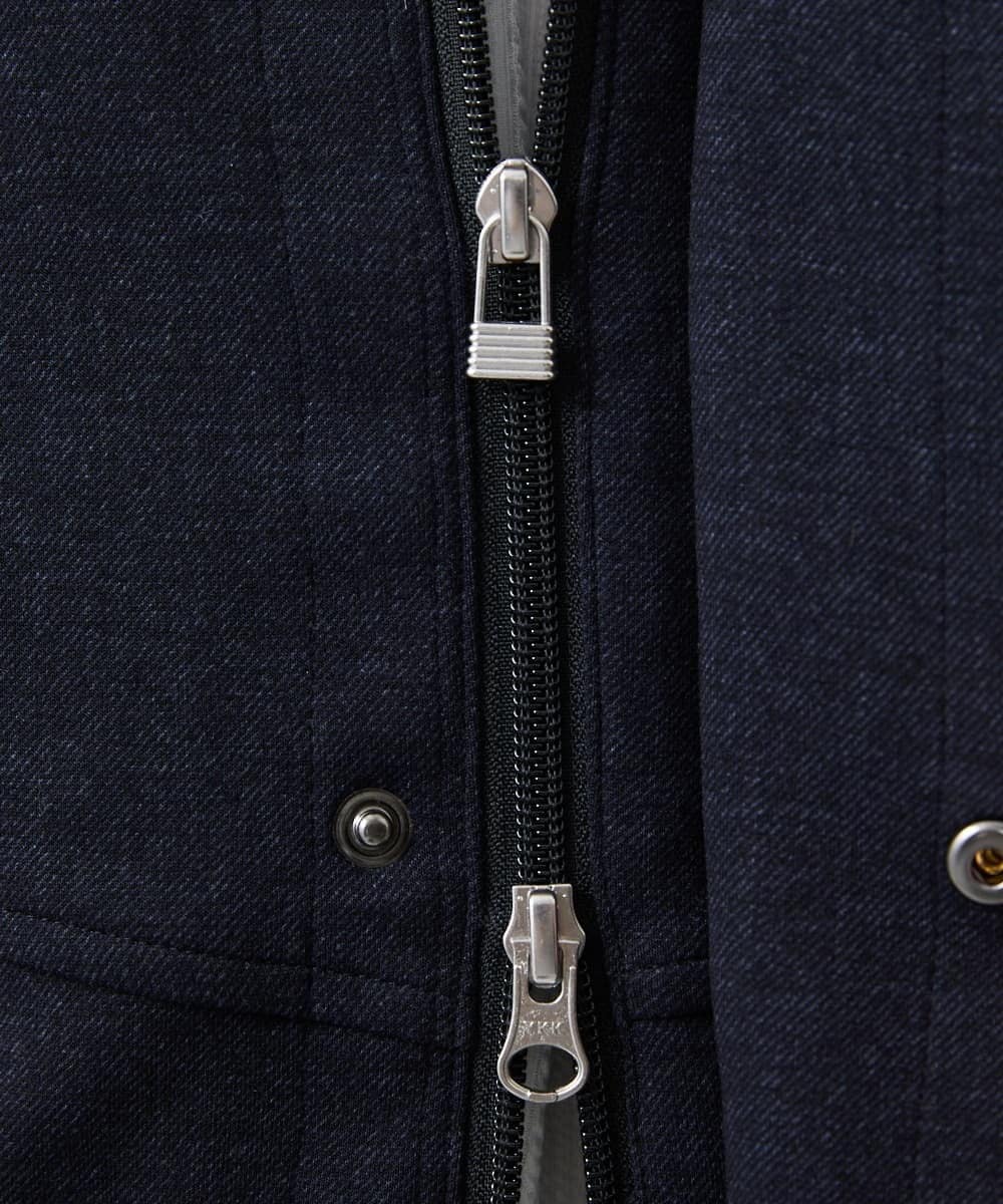 MKUAC11318 MK MICHEL KLEIN HOMME(MKミッシェルクランオム) 【再入荷/在庫限り!/秋冬春兼用/ボア付きライナー】フードスタンドコート / TEC EASY JERSY ネイビー