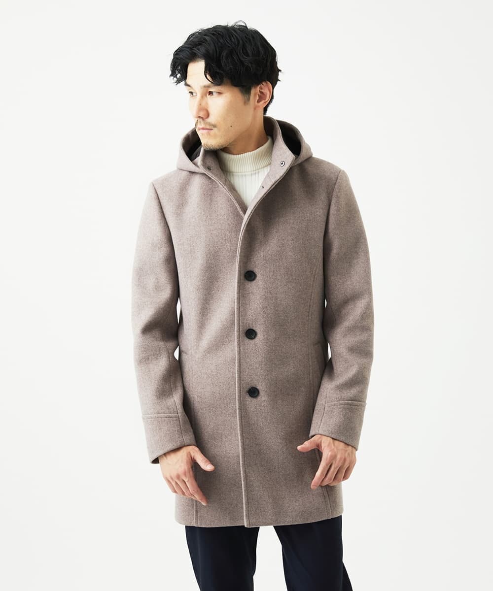 MKUAD65272 MK MICHEL KLEIN HOMME(MKミッシェルクランオム) RETECメルトン / フード付きコート ブラウン