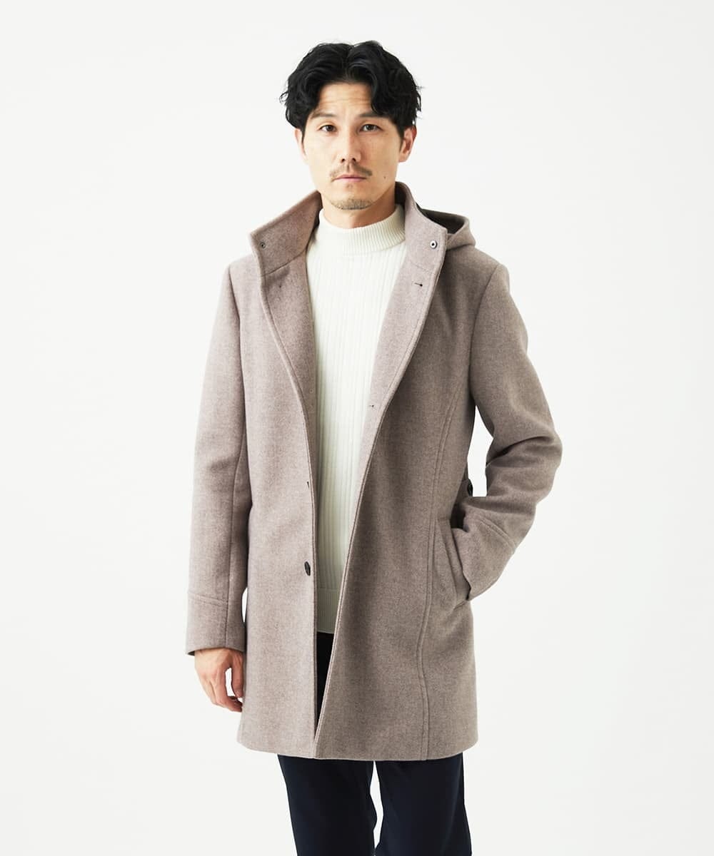 MKUAD65272 MK MICHEL KLEIN HOMME(MKミッシェルクランオム) RETECメルトン / フード付きコート ブラウン