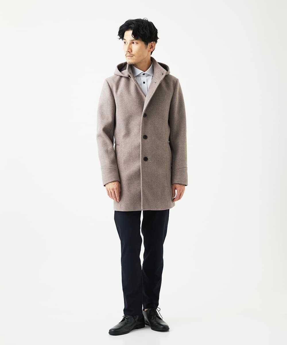 MKUAD65272 MK MICHEL KLEIN HOMME(MKミッシェルクランオム) RETECメルトン / フード付きコート ブラウン