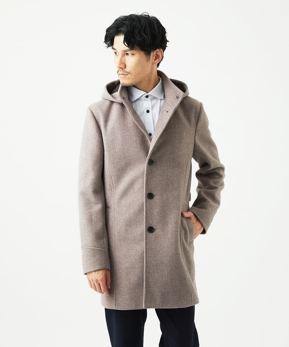MKUAD65272 MK MICHEL KLEIN HOMME(MKミッシェルクランオム) RETECメルトン / フード付きコート ブラウン