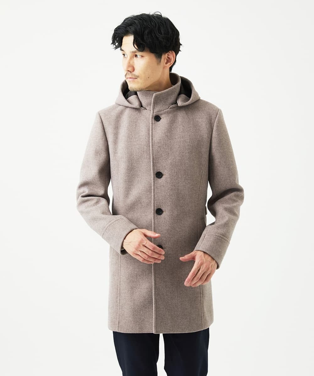 MKUAD65272 MK MICHEL KLEIN HOMME(MKミッシェルクランオム) RETECメルトン / フード付きコート ブラウン