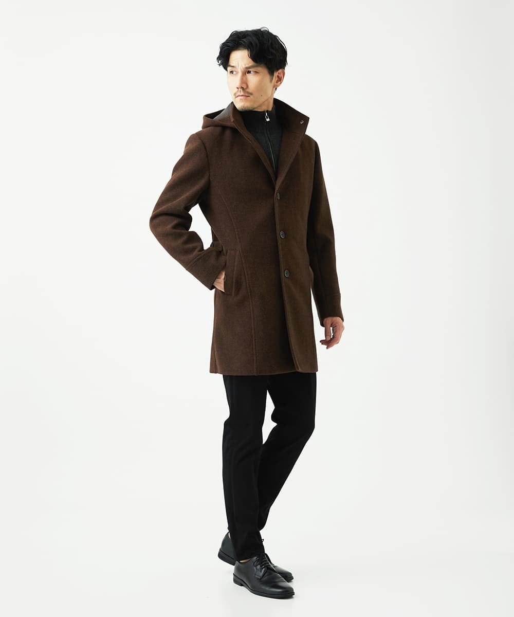 MKUAD65272 MK MICHEL KLEIN HOMME(MKミッシェルクランオム) RETECメルトン / フード付きコート ブラウン