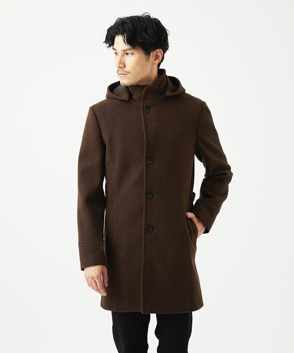 MKUAD65272 MK MICHEL KLEIN HOMME(MKミッシェルクランオム) RETECメルトン / フード付きコート ブラウン