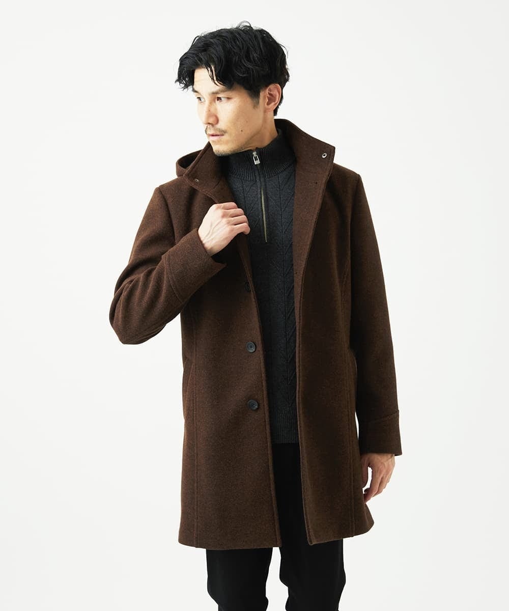 MKUAD65272 MK MICHEL KLEIN HOMME(MKミッシェルクランオム) RETECメルトン / フード付きコート ブラウン