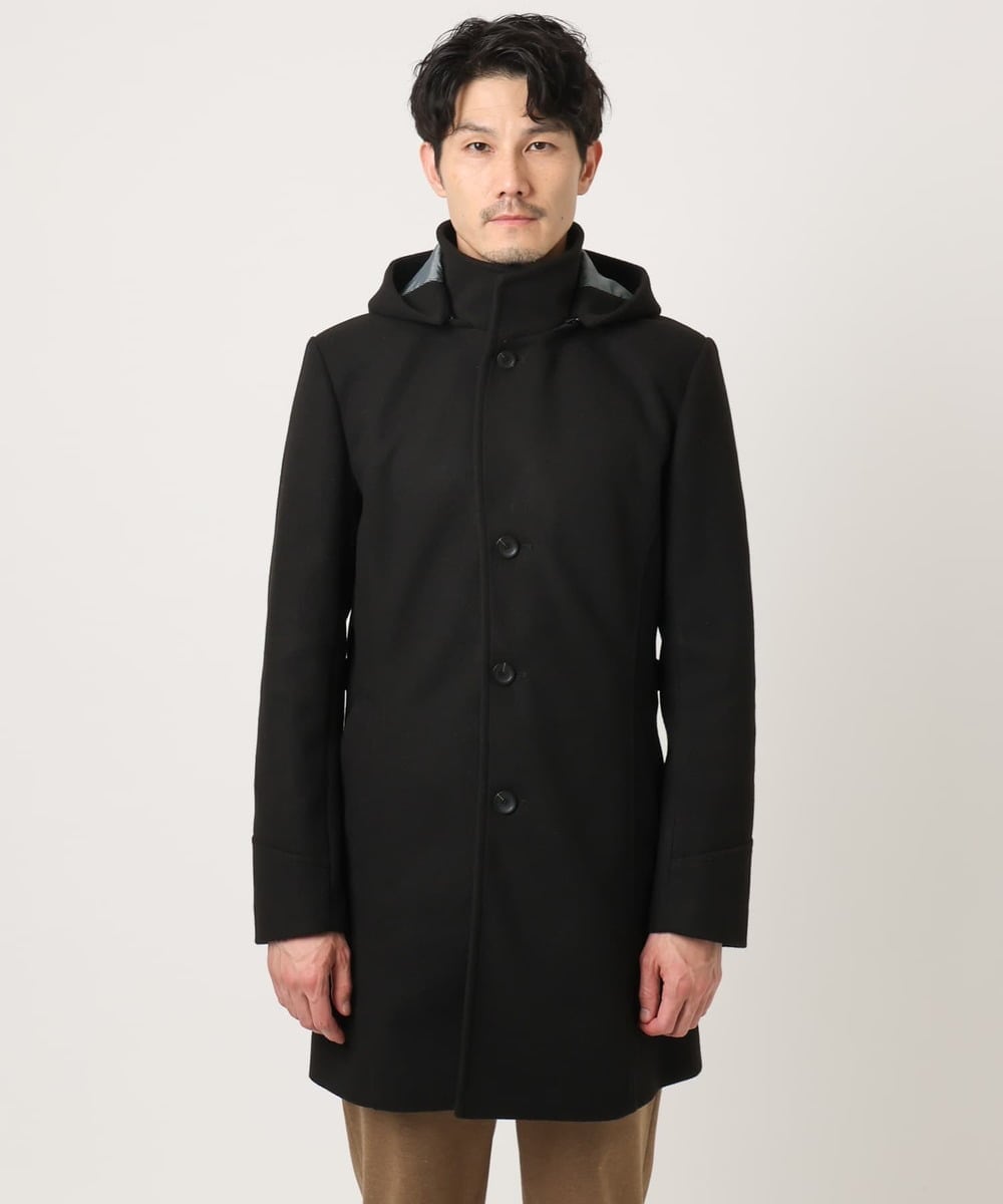 MKUAD65272 MK MICHEL KLEIN HOMME(MKミッシェルクランオム) RETECメルトン / フード付きコート ブラック
