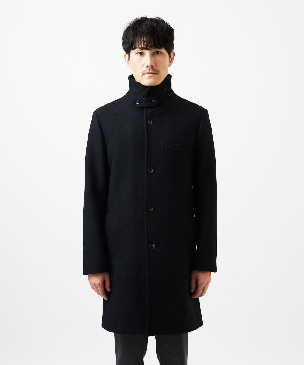 MKUAD72450 MK MICHEL KLEIN HOMME(MKミッシェルクランオム) RENEWOOLドビー / スタンドカラーコート ブラック