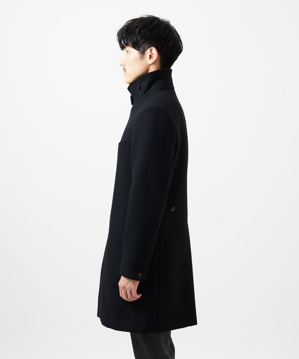 MKUAD72450 MK MICHEL KLEIN HOMME(MKミッシェルクランオム) RENEWOOLドビー / スタンドカラーコート ブラック
