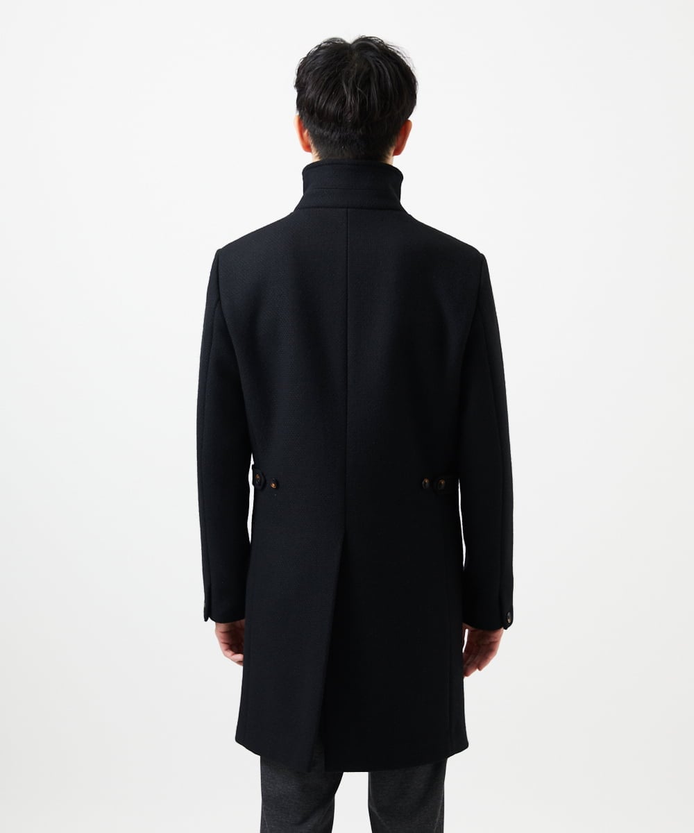 MKUAD72450 MK MICHEL KLEIN HOMME(MKミッシェルクランオム) RENEWOOLドビー / スタンドカラーコート ブラック