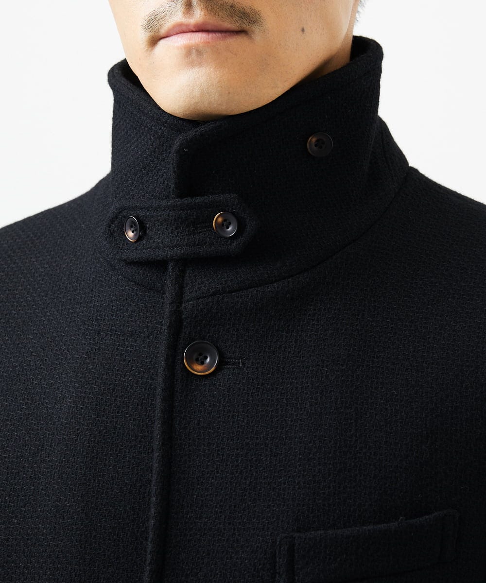 MKUAD72450 MK MICHEL KLEIN HOMME(MKミッシェルクランオム) RENEWOOLドビー / スタンドカラーコート ブラック