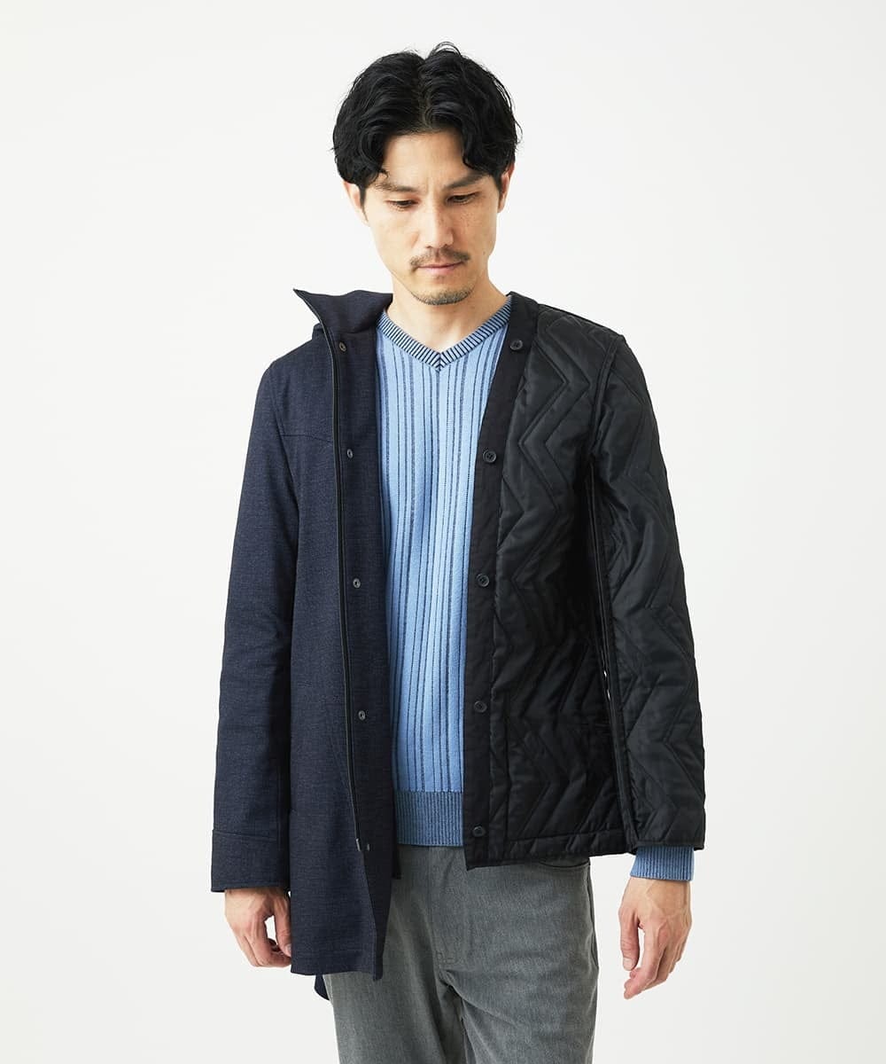 MKUAF11318 MK MICHEL KLEIN HOMME(MKミッシェルクランオム) 3WAYフードコート TECEASY ネイビー