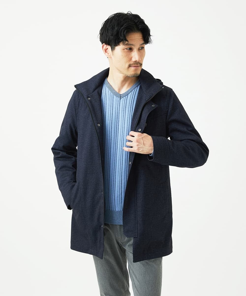 MKUAF11318 MK MICHEL KLEIN HOMME(MKミッシェルクランオム) 3WAYフードコート TECEASY ネイビー