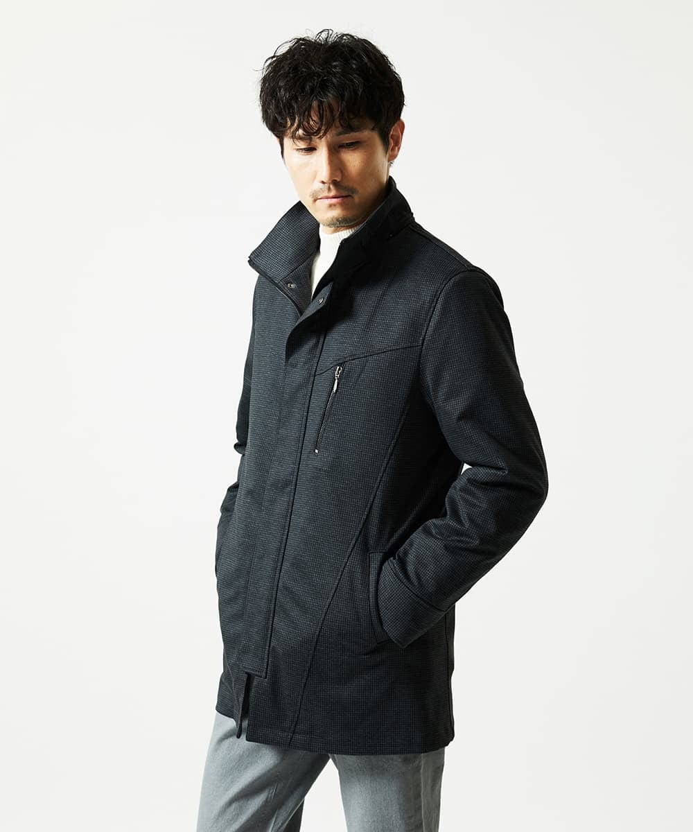 MKUAF12318 MK MICHEL KLEIN HOMME(MKミッシェルクランオム) 3WAY千鳥柄フードブルゾン TECEASY ダークグレー