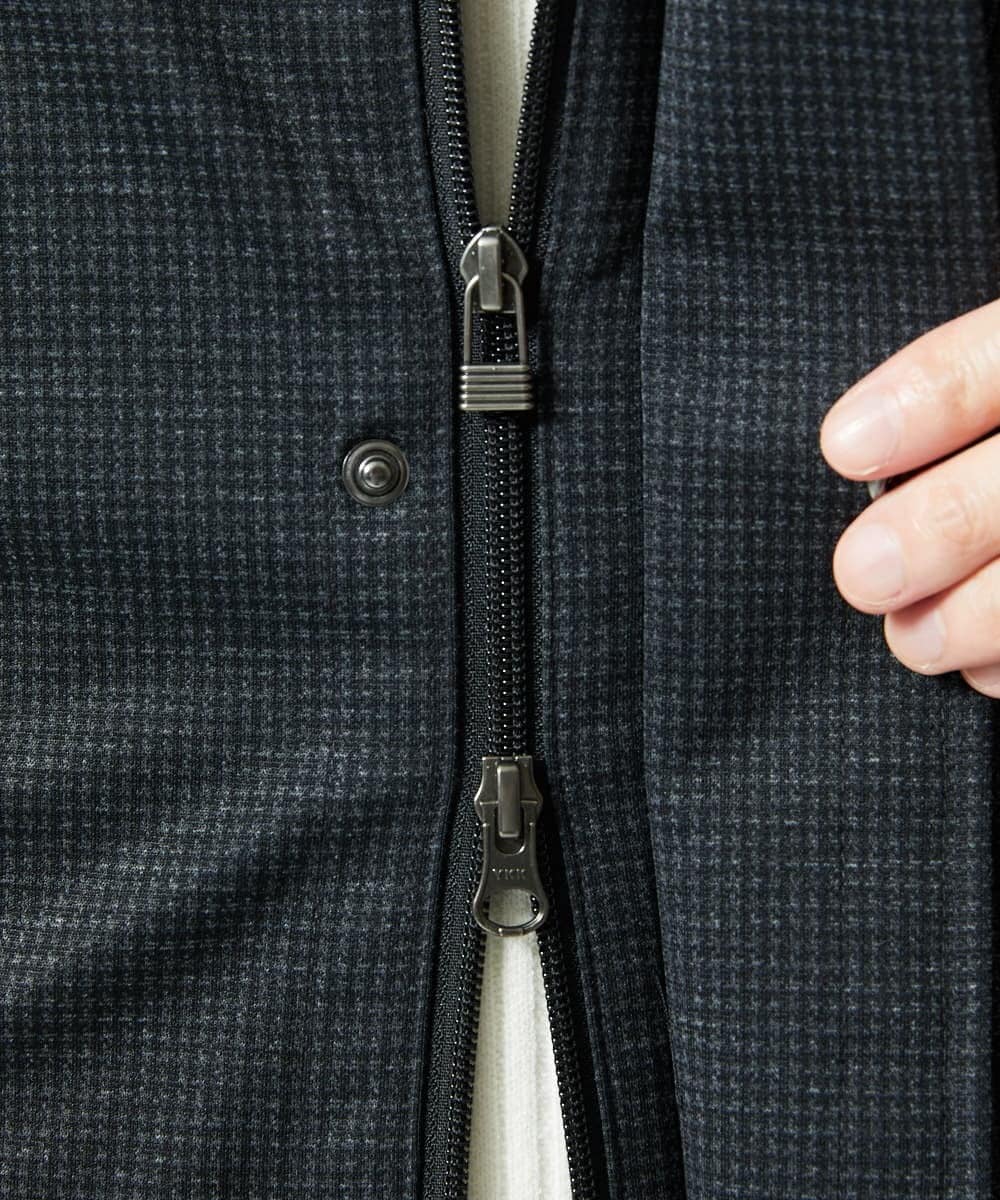 MKUAF12318 MK MICHEL KLEIN HOMME(MKミッシェルクランオム) 3WAY千鳥柄フードブルゾン TECEASY ダークグレー