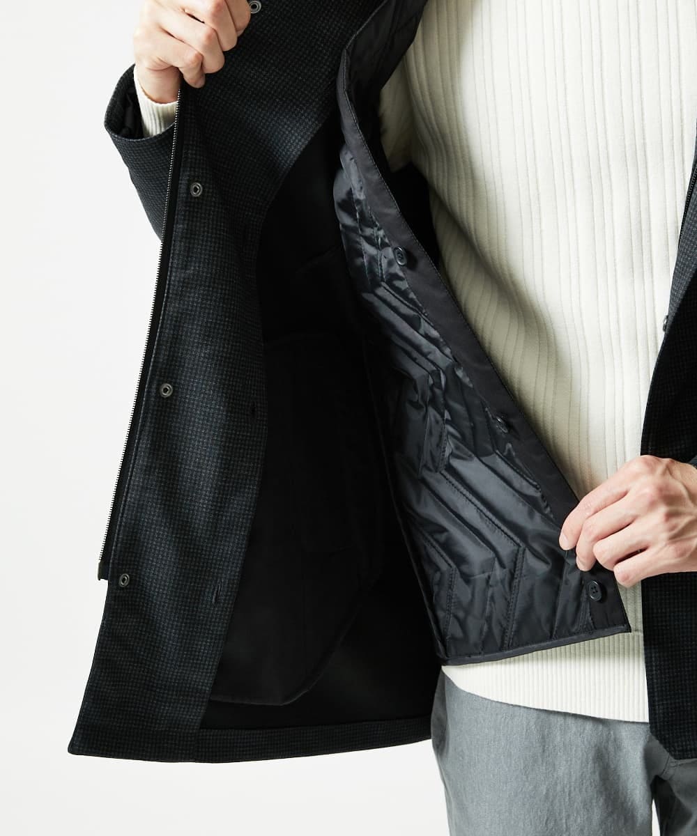 MKUAF12318 MK MICHEL KLEIN HOMME(MKミッシェルクランオム) 3WAY千鳥柄フードブルゾン TECEASY ダークグレー