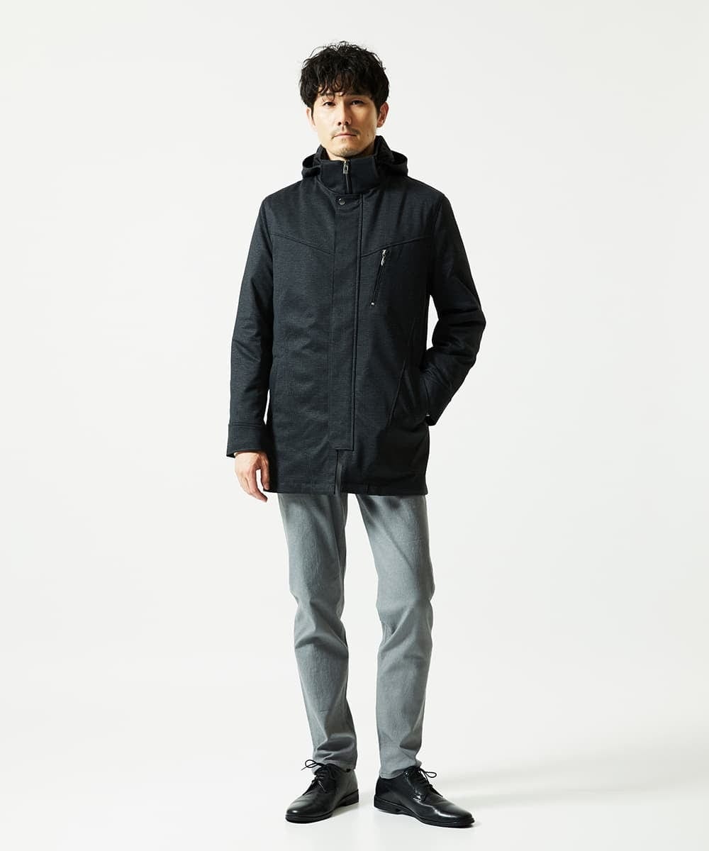 MKUAF12318 MK MICHEL KLEIN HOMME(MKミッシェルクランオム) 3WAY千鳥柄フードブルゾン TECEASY ダークグレー