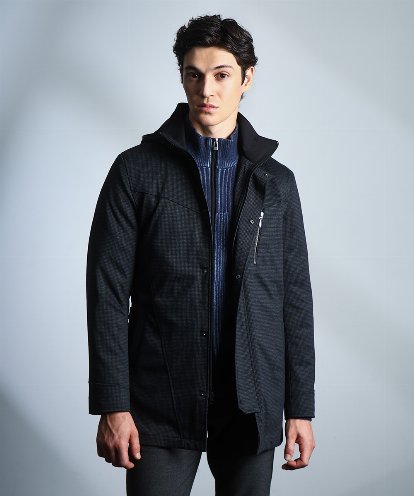 MKUAF12318 MK MICHEL KLEIN HOMME 3WAY千鳥柄フードブルゾン TECEASY