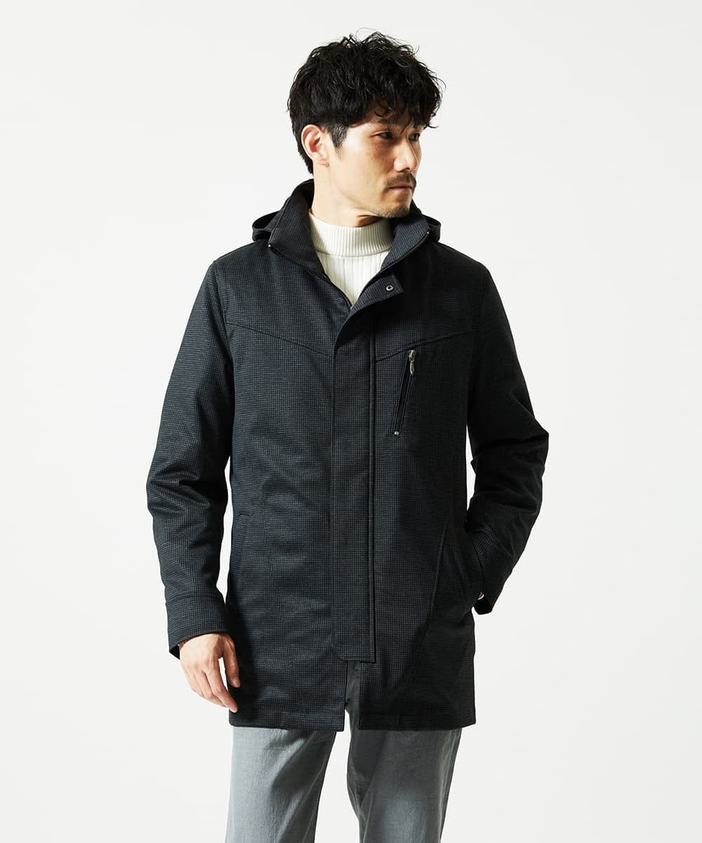 MKUAF12318 MK MICHEL KLEIN HOMME(MKミッシェルクランオム) 3WAY千鳥柄フードブルゾン TECEASY ダークグレー